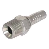 Swaged fitting NPTF-threaded straight male 60° cone. Steel