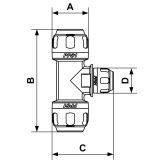T-FITTING WITH REDUCTION FOR PNEUMATICS