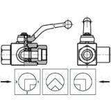 3-way reversing valve, L-drilled, G-threaded, female