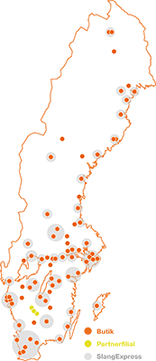 Karta över SlangExpress i Sverige