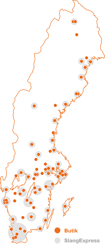 Karta över SlangExpress i Sverige